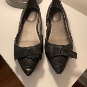 Me Too Black Pointed Toe Bow Dressy Flat 12M